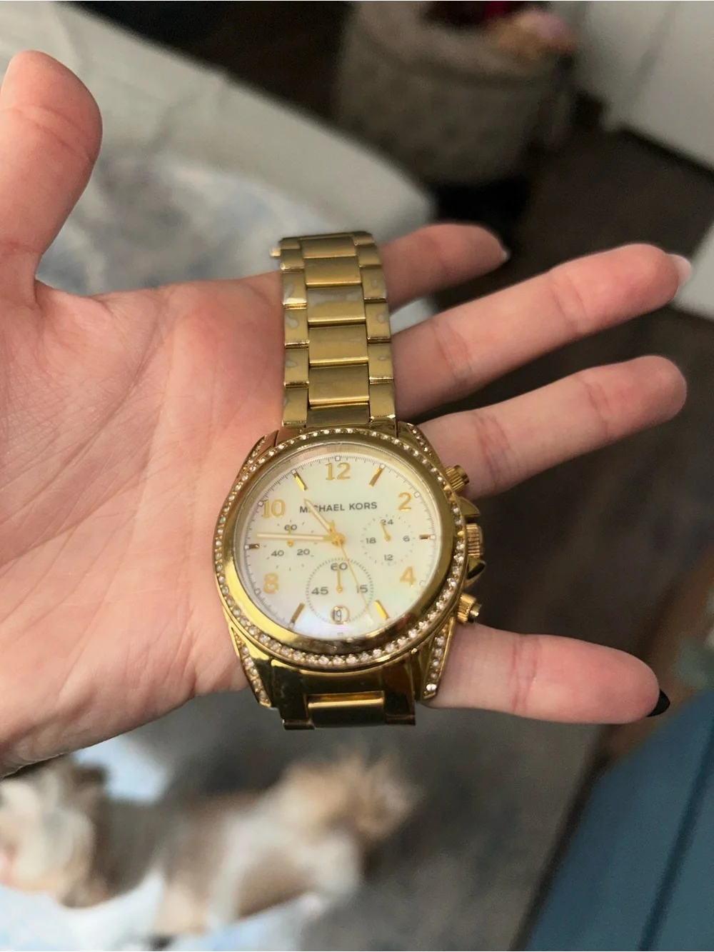 Michael Kors Gold-Tone Mother-of-Pearl Dial Bracelet Watch